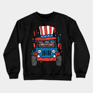 Pugs Monster Truck Us Flag 4Th Of July Fourth Toddler Boys Crewneck Sweatshirt